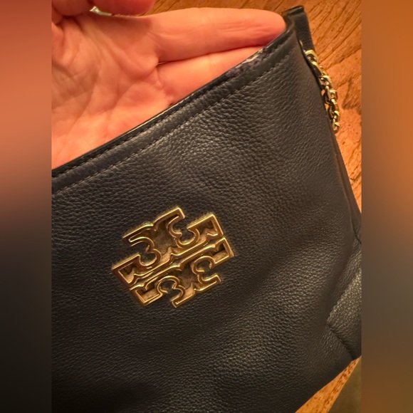 Tory Burch Britten mini tote bag in navy blue pebbled leather READ - Picture 5 of 8